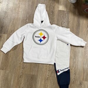 Champion Kids White Hoodie and Navy Sweatpants Set